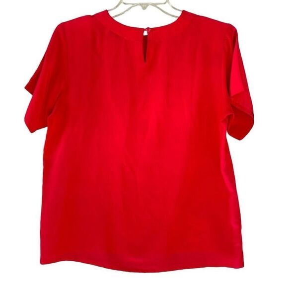 Vintage Anna & Frank 90s Red Velvet Silk Blouse Top Crew Neck Pullover Size M - Picture 4 of 7